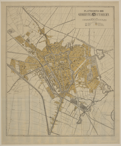 217333 Plattegrond van de gemeente Utrecht. N.B. Op de achterzijde een alfabetische lijst van straten en bruggen en ...